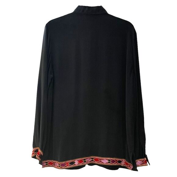 Vintage DVF Silk Embroidered Button Down Blouse - Picture 2 of 5